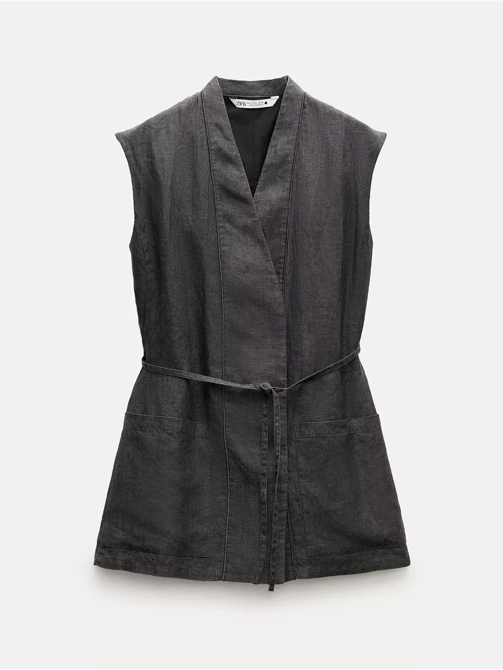 Zara XS WASHED TIED VEST ZW COLLECTION